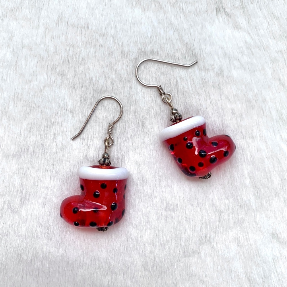 NEW Handmade Christmas Santa Boots Earrings